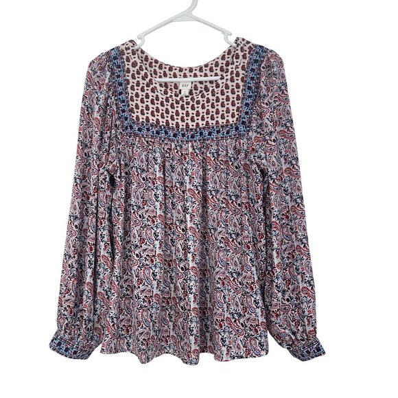 Gap Womens Boho-Style Long Sleeve Top Blouse SZ Small  Paisley Print Lightweight - Picture 1 of 11